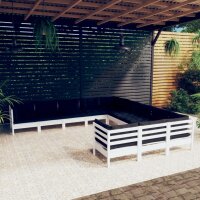 vidaXL 11-tlg. Garten-Lounge-Set mit Kissen Weiß...