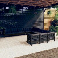 vidaXL 11-tlg. Garten-Lounge-Set mit Kissen Schwarz...