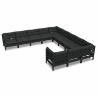 vidaXL 11-tlg. Garten-Lounge-Set mit Kissen Schwarz...