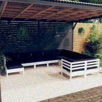 vidaXL 10-tlg. Garten-Lounge-Set mit Kissen Weiß...