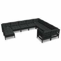 vidaXL 10-tlg. Garten-Lounge-Set mit Kissen Schwarz...