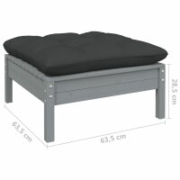 vidaXL 11-tlg. Garten-Lounge-Set mit Kissen Grau Kiefernholz