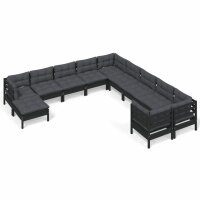 vidaXL 11-tlg. Garten-Lounge-Set mit Kissen Schwarz...