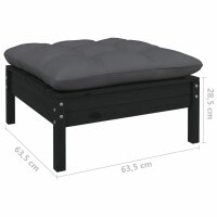 vidaXL 11-tlg. Garten-Lounge-Set mit Kissen Schwarz Kiefernholz