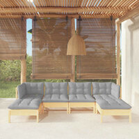 vidaXL 6-tlg. Garten-Lounge-Set mit Grauen Kissen...