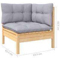 vidaXL 6-tlg. Garten-Lounge-Set mit Grauen Kissen Kiefernholz