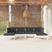 vidaXL 6-tlg. Garten-Lounge-Set mit Kissen Weiß...