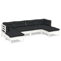 vidaXL 6-tlg. Garten-Lounge-Set mit Kissen Weiß...