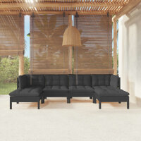 vidaXL 6-tlg. Garten-Lounge-Set mit Kissen Schwarz...