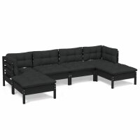 vidaXL 6-tlg. Garten-Lounge-Set mit Kissen Schwarz...