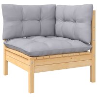 vidaXL 7-tlg. Garten-Lounge-Set mit Grauen Kissen Kiefernholz