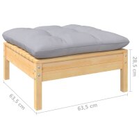 vidaXL 7-tlg. Garten-Lounge-Set mit Grauen Kissen Kiefernholz