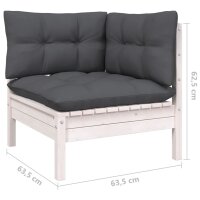 vidaXL 7-tlg. Garten-Lounge-Set mit Kissen Wei&szlig; Kiefernholz