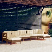 vidaXL 7-tlg. Garten-Lounge-Set mit Kissen Honigbraun...