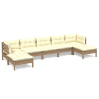 vidaXL 7-tlg. Garten-Lounge-Set mit Kissen Honigbraun...