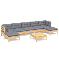 vidaXL 8-tlg. Garten-Lounge-Set mit Grauen Kissen Kiefernholz