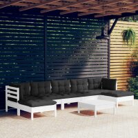 vidaXL 8-tlg. Garten-Lounge-Set mit Kissen Wei&szlig; Kiefernholz