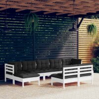 vidaXL 9-tlg. Garten-Lounge-Set mit Kissen Wei&szlig; Kiefernholz