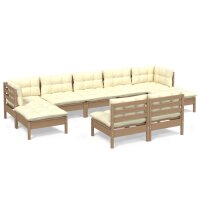 vidaXL 9-tlg. Garten-Lounge-Set mit Kissen Honigbraun Kiefernholz