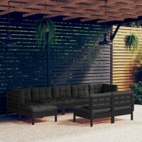 vidaXL 9-tlg. Garten-Lounge-Set mit Kissen Schwarz Kiefernholz