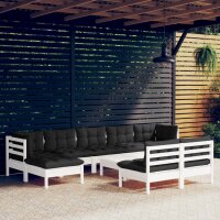 vidaXL 10-tlg. Garten-Lounge-Set mit Kissen Weiß...