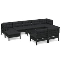 vidaXL 10-tlg. Garten-Lounge-Set mit Kissen Schwarz...