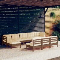 vidaXL 10-tlg. Garten-Lounge-Set mit Kissen Honigbraun...