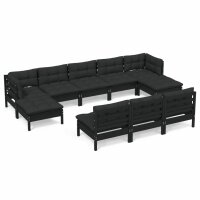 vidaXL 10-tlg. Garten-Lounge-Set mit Kissen Schwarz...