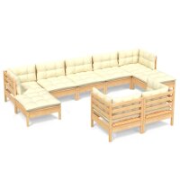 vidaXL 9-tlg. Garten-Lounge-Set mit Creme Kissen...