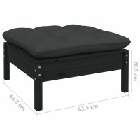 vidaXL 9-tlg. Garten-Lounge-Set mit Kissen Schwarz Kiefer Massivholz