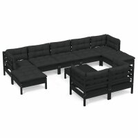 vidaXL 10-tlg. Garten-Lounge-Set mit Kissen Schwarz...