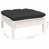 vidaXL 10-tlg. Garten-Lounge-Set mit Kissen Wei&szlig; Kiefer Massivholz