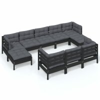 vidaXL 10-tlg. Garten-Lounge-Set mit Kissen Schwarz...