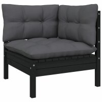 vidaXL 10-tlg. Garten-Lounge-Set mit Kissen Schwarz Kiefer Massivholz