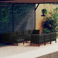 vidaXL 11-tlg. Garten-Lounge-Set mit Kissen Schwarz...