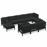 vidaXL 11-tlg. Garten-Lounge-Set mit Kissen Schwarz...