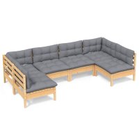 vidaXL 6-tlg. Garten-Lounge-Set mit Grauen Kissen Kiefer...