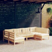 vidaXL 6-tlg. Garten-Lounge-Set mit Creme Kissen...