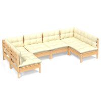 vidaXL 6-tlg. Garten-Lounge-Set mit Creme Kissen...