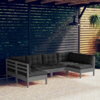 vidaXL 6-tlg. Garten-Lounge-Set mit Kissen Grau Kiefer...