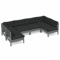 vidaXL 6-tlg. Garten-Lounge-Set mit Kissen Grau Kiefer...