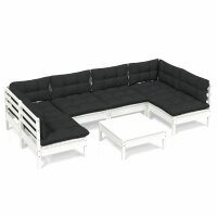 vidaXL 7-tlg. Garten-Lounge-Set mit Kissen Wei&szlig; Kiefer Massivholz