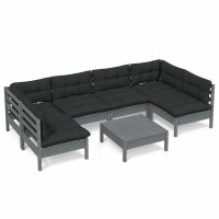 vidaXL 7-tlg. Garten-Lounge-Set mit Kissen Grau Kiefer Massivholz