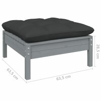 vidaXL 7-tlg. Garten-Lounge-Set mit Kissen Grau Kiefer Massivholz