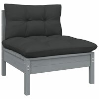 vidaXL 7-tlg. Garten-Lounge-Set mit Kissen Grau Kiefer Massivholz