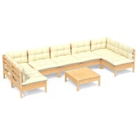 vidaXL 8-tlg. Garten-Lounge-Set mit Creme Kissen Massivholz Kiefer