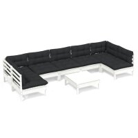 vidaXL 8-tlg. Garten-Lounge-Set mit Kissen Wei&szlig; Kiefer Massivholz