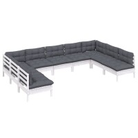 vidaXL 9-tlg. Garten-Lounge-Set mit Kissen Wei&szlig; Kiefer Massivholz