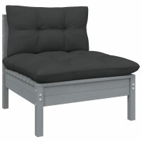 vidaXL 10-tlg. Garten-Lounge-Set mit Kissen Grau Kiefer Massivholz