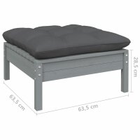 vidaXL 11-tlg. Garten-Lounge-Set mit Kissen Grau Kiefer Massivholz